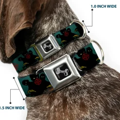 Dog Bone Seatbelt Buckle Collar - ZOMBIE KILLER Zombie March Green/Red/Black