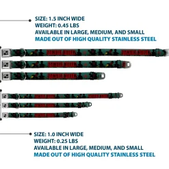 Dog Bone Seatbelt Buckle Collar - ZOMBIE KILLER Zombie March Green/Red/Black