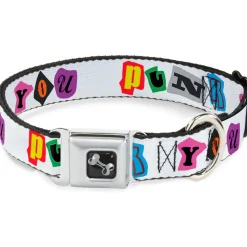 Dog Bone Seatbelt Buckle Collar - Punk You White/Full Color