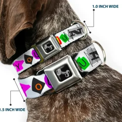 Dog Bone Seatbelt Buckle Collar - Punk You White/Full Color