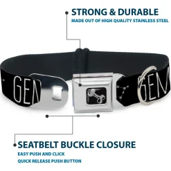 Dog Bone Seatbelt Buckle Collar - Zodiac GEMINI/Constellation Black/White
