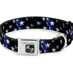 Dog Bone Seatbelt Buckle Collar - American Flag Vivid Stars Blue/White