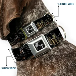 Dog Bone Seatbelt Buckle Collar - San Francisco w/Moon Vivid Skyline Black