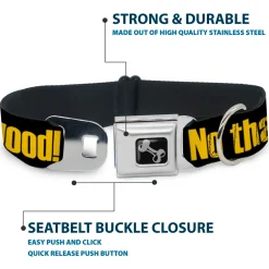 Dog Bone Seatbelt Buckle Collar - NO THANKS, I'M GOOD! Black/Gold