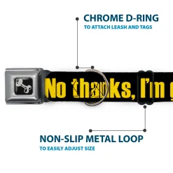 Dog Bone Seatbelt Buckle Collar - NO THANKS, I'M GOOD! Black/Gold