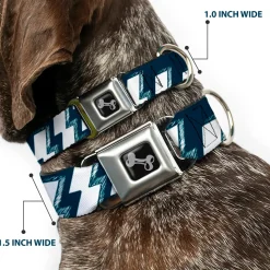 Dog Bone Seatbelt Buckle Collar - Lightning Bolts Sketch Navy/White