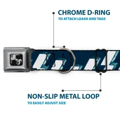 Dog Bone Seatbelt Buckle Collar - Lightning Bolts Sketch Navy/White