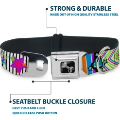 Dog Bone Seatbelt Buckle Collar - Icons & Patterns 2