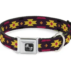 Dog Bone Seatbelt Buckle Collar - Navajo Orange/Purple/Yellow/Pink/Green/Black