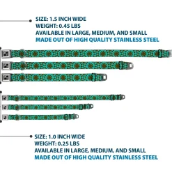 Dog Bone Seatbelt Buckle Collar - Kaleidoscope Balls Turquoise/Brown