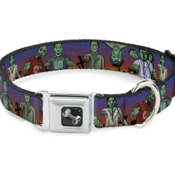 Dog Bone Seatbelt Buckle Collar - Walking Zombies