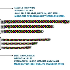 Dog Bone Seatbelt Buckle Collar - Checker Black/Multi Neon