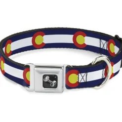 Dog Bone Seatbelt Buckle Collar - Colorado Flags2 Repeat