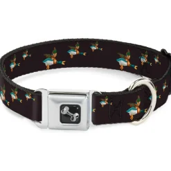 Dog Bone Seatbelt Buckle Collar - Flying Mallards Burgundy