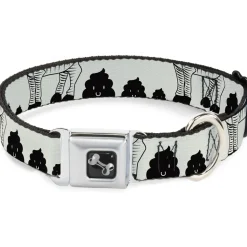 Dog Bone Seatbelt Buckle Collar - Zebra Poops Off-White/Black
