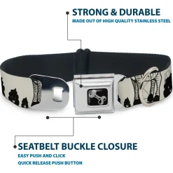Dog Bone Seatbelt Buckle Collar - Zebra Poops Off-White/Black