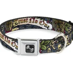 Dog Bone Seatbelt Buckle Collar - Trust No One Gray