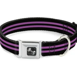 Dog Bone Seatbelt Buckle Collar - Stripe Black/Pink