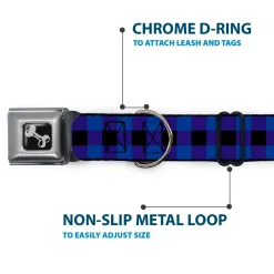 Dog Bone Seatbelt Buckle Collar - Buffalo Plaid Black/Blue