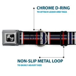 Dog Bone Seatbelt Buckle Collar - Plaid Black/Red/White/Blue