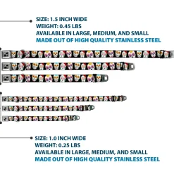 Dog Bone Seatbelt Buckle Collar - Sugar Skull Outline Black/Multi Color