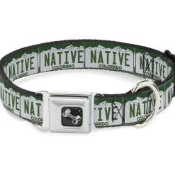 Dog Bone Seatbelt Buckle Collar - Colorado License Plate NATIVE