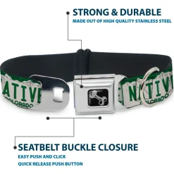 Dog Bone Seatbelt Buckle Collar - Colorado License Plate NATIVE