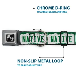 Dog Bone Seatbelt Buckle Collar - Colorado License Plate NATIVE