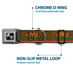 Dog Bone Seatbelt Buckle Collar - California Flag Weathered Browns