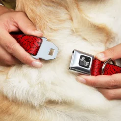 Dog Bone Seatbelt Buckle Collar - Elephant Crackle Red