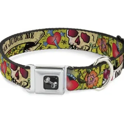 Dog Bone Seatbelt Buckle Collar - Only God Can Judge Me Yellow