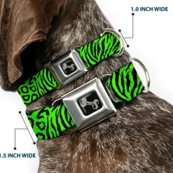 Dog Bone Seatbelt Buckle Collar - Cheebra Green/Black