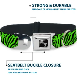 Dog Bone Seatbelt Buckle Collar - Cheebra Green/Black
