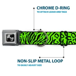 Dog Bone Seatbelt Buckle Collar - Cheebra Green/Black