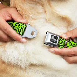 Dog Bone Seatbelt Buckle Collar - Cheebra Green/Black