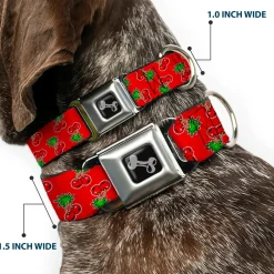 Dog Bone Seatbelt Buckle Collar - Cherries2 Scattered Red