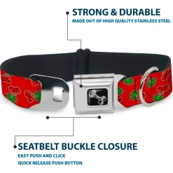 Dog Bone Seatbelt Buckle Collar - Cherries2 Scattered Red