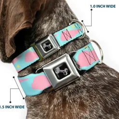 Dog Bone Seatbelt Buckle Collar - Cloudy/Starry Sky Aqua/Pink/Yellow