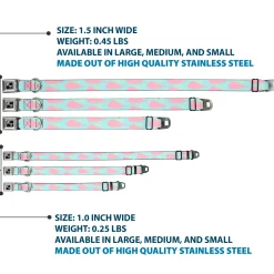 Dog Bone Seatbelt Buckle Collar - Cloudy/Starry Sky Aqua/Pink/Yellow