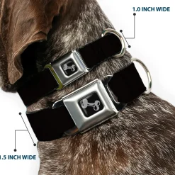 Dog Bone Seatbelt Buckle Collar - Black