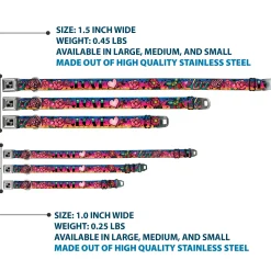 Dog Bone Seatbelt Buckle Collar - Love Love Purple