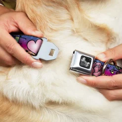 Dog Bone Seatbelt Buckle Collar - Love Love Purple