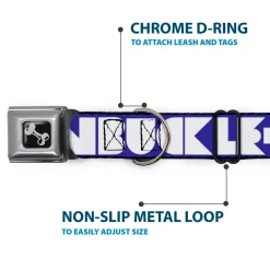 Dog Bone Seatbelt Buckle Collar - BUCKLE-DOWN Shapes Blue/White