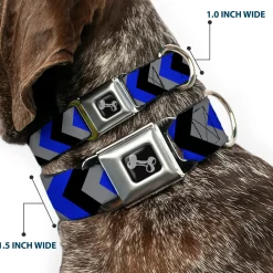 Dog Bone Seatbelt Buckle Collar - Chevron Blue/Black/Gray