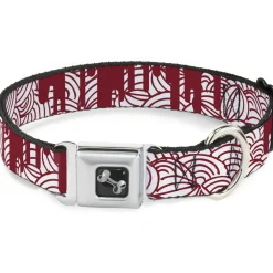 Dog Bone Seatbelt Buckle Collar - Doodle1/Paint Drips White/Red