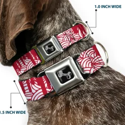 Dog Bone Seatbelt Buckle Collar - Doodle1/Paint Drips White/Red