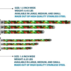 Dog Bone Seatbelt Buckle Collar - Tropical Flora Greens/Reds/Gold