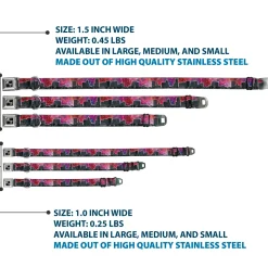 Dog Bone Seatbelt Buckle Collar - Portland Vivid Skyline Cosmic Roses