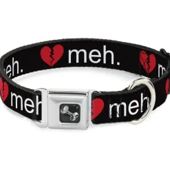 Dog Bone Seatbelt Buckle Collar - Broken Heart MEH Black/Red/White