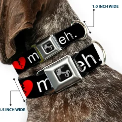 Dog Bone Seatbelt Buckle Collar - Broken Heart MEH Black/Red/White